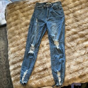 Top Tier Distressed Blue Women's Jeans